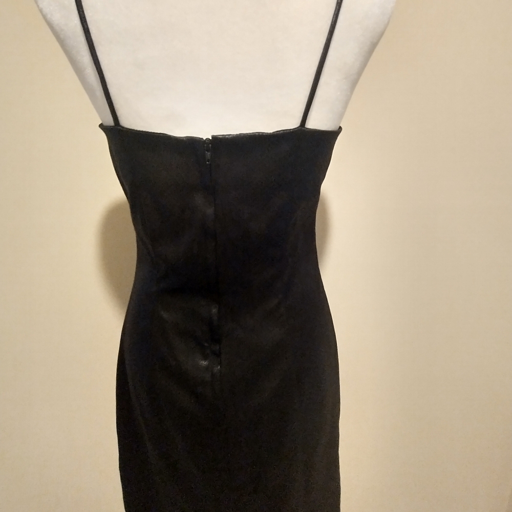 Vintage La Belle Black Snakeskin Dress With Fringe Trim At Bodice - Picture 6 of 10